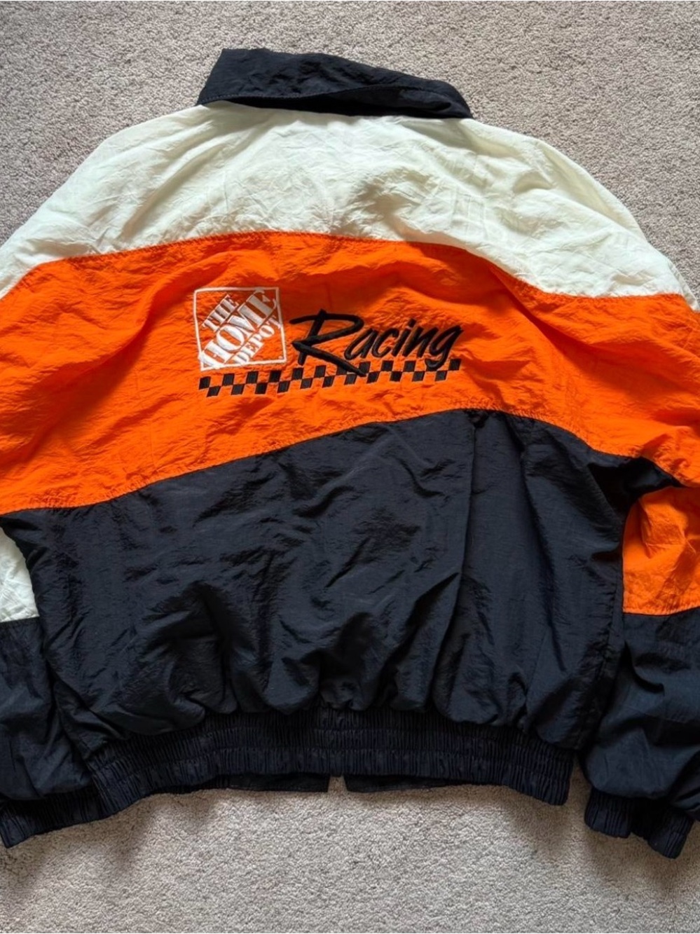 Home Depot Racing Colorblock Windbreaker Jacket XL- Orange/Black/Cream
